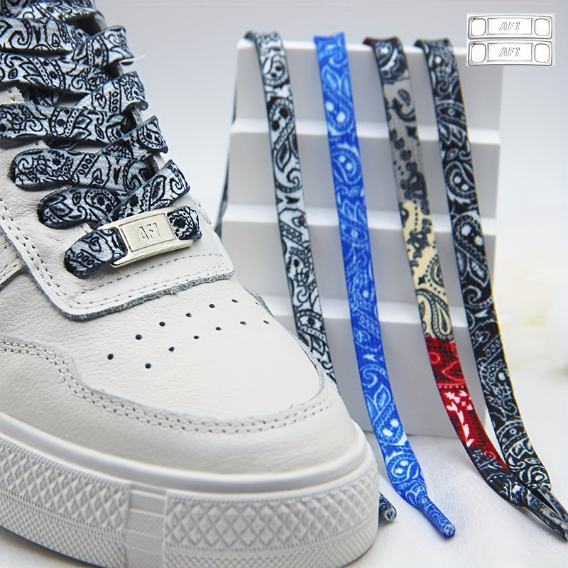 Unisex Flat Shoelaces with Decorative Buckles for Canvas and Sports Shoes