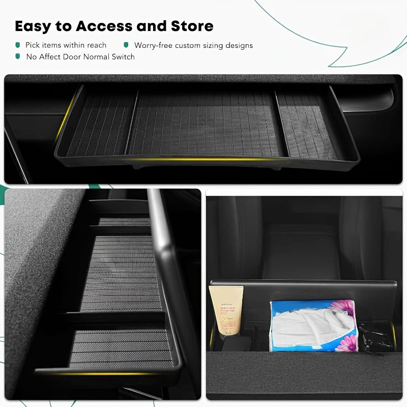 Car Dashboard Storage Tray Non-Slip TPE Hidden Compartments for Tesla Model 3
