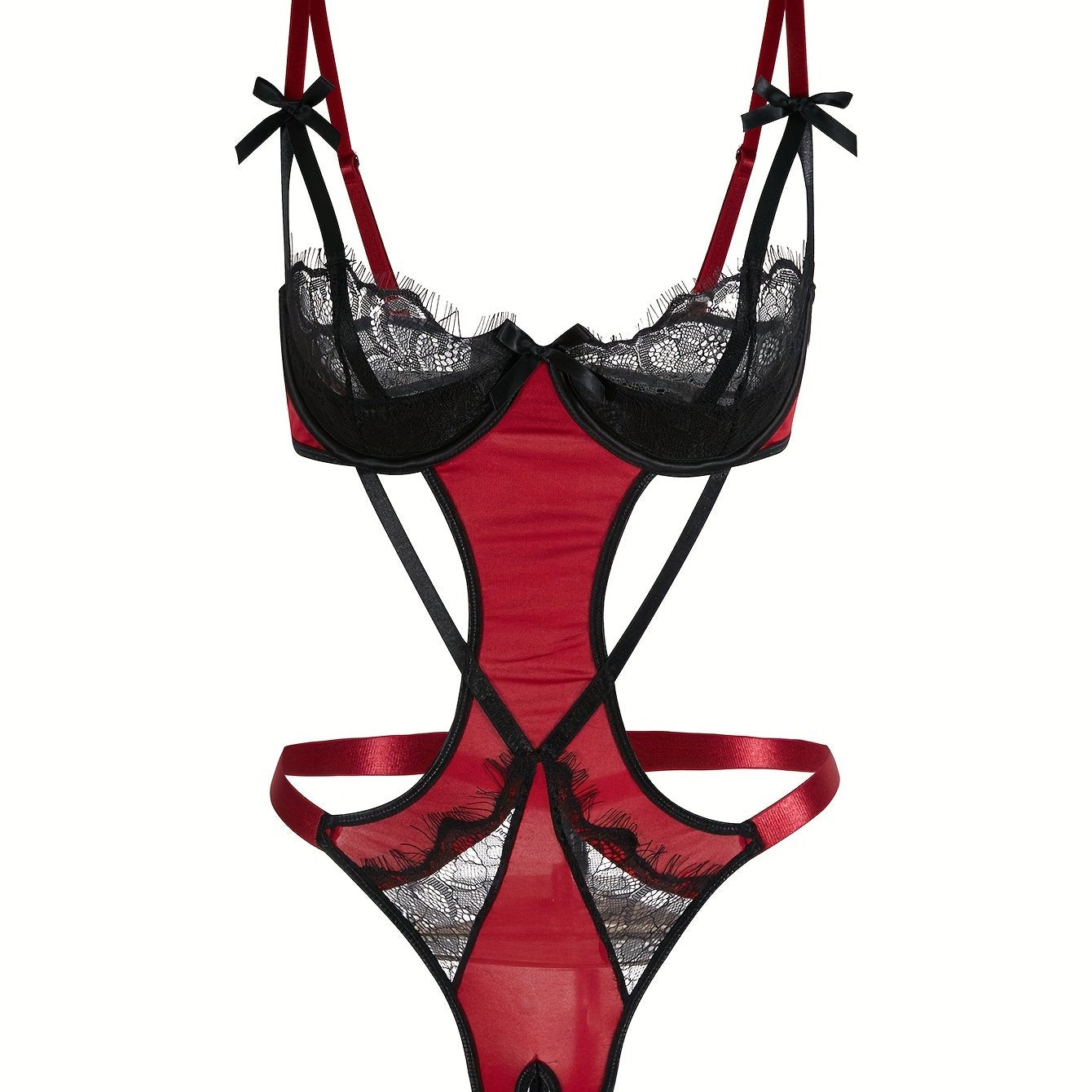 Lace Teddy with Strappy Design for Women Boudoir Lingerie