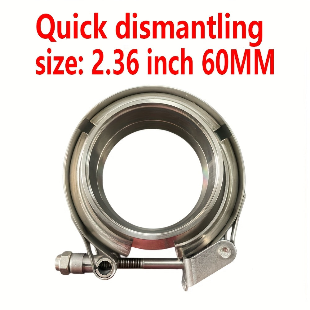 Avtomobil chiqindi quvurlari uchun zanglamaydigan po'latdan yasalgan V-boltli klamplar to'plami, turbo quvur uchun 5.08-7.62 sm