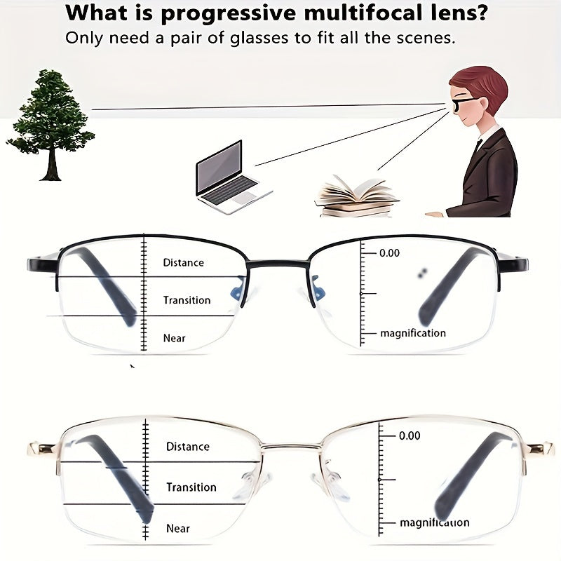 Мужские и женские фотохромные прогрессивные мультифокальные очки из ультралегкого карбона TR90 +1.0 до +4.0