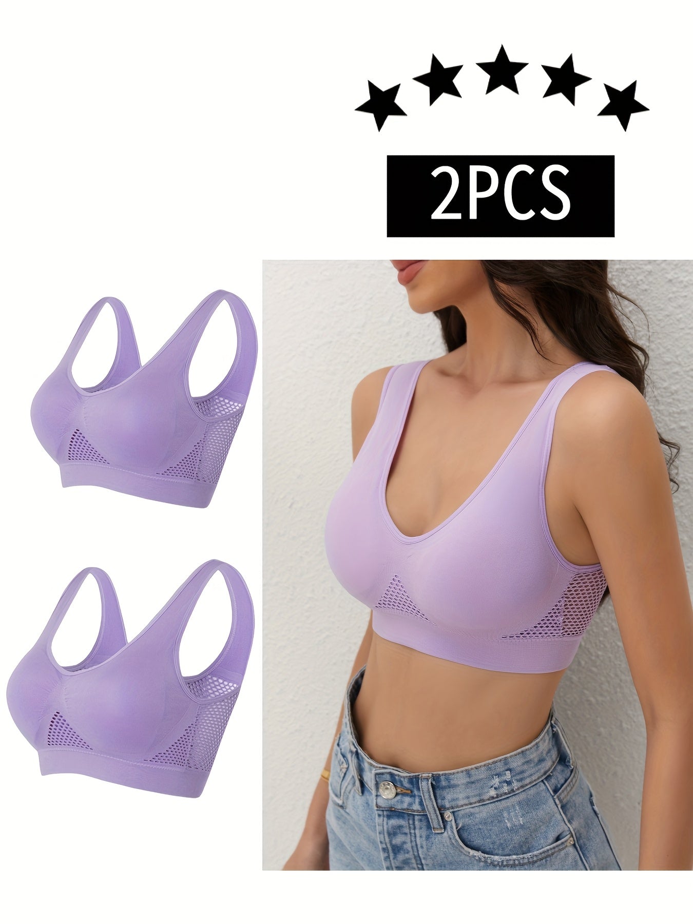 Women’s Breathable Mesh Padded No Underwire Sports Bra Light Pink