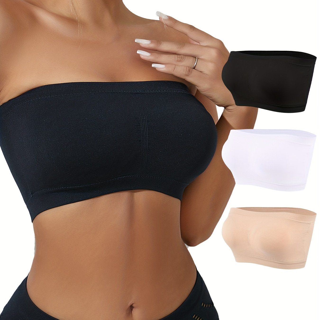 3 упаковки удобных бюстгальтеров без бретелек с двойным слоем и съемной чашечкой, идеальны для женского нижнего белья