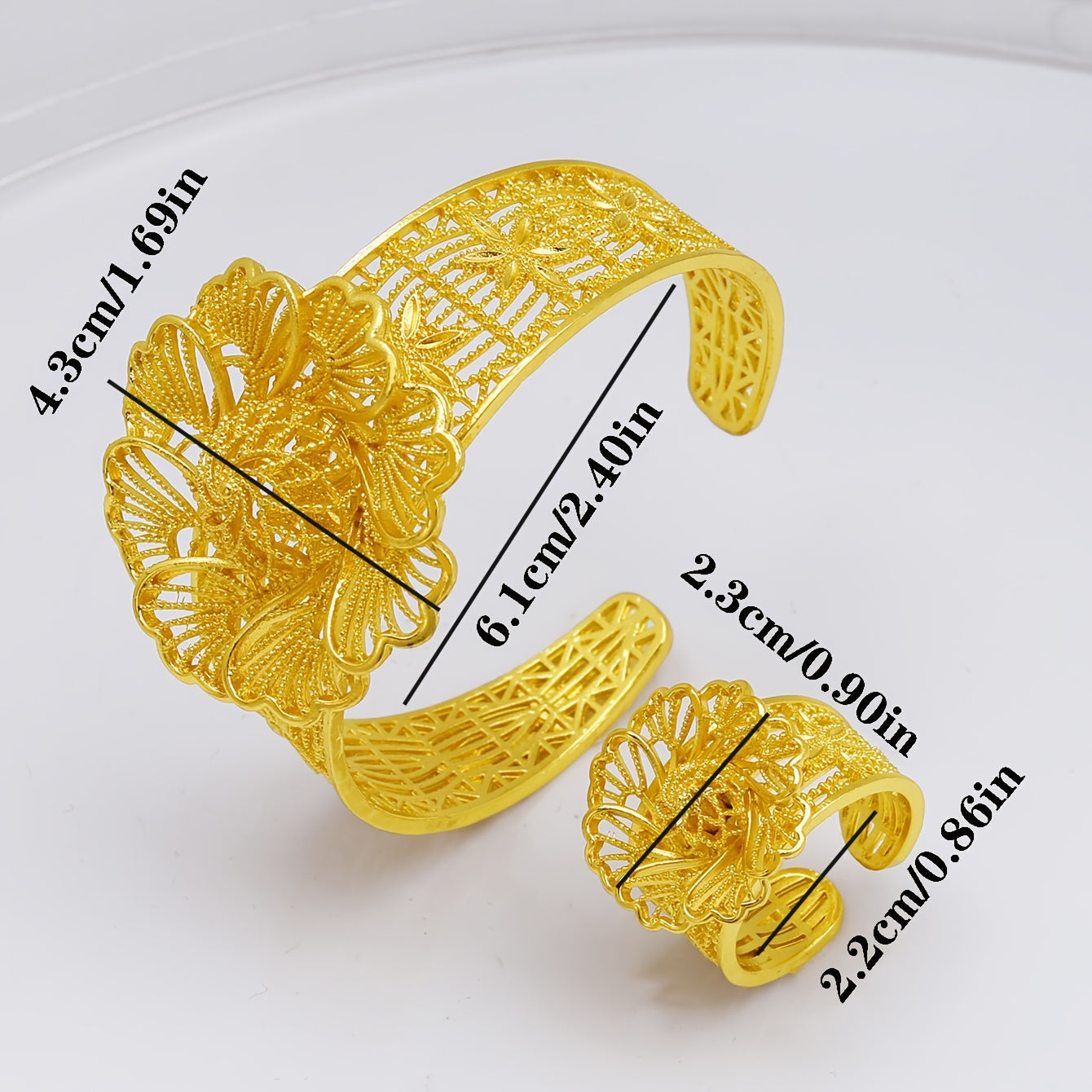 Vintage Sunflower Jewelry Set for Women Bracelet and Ring Alloy Accessories for Weddings