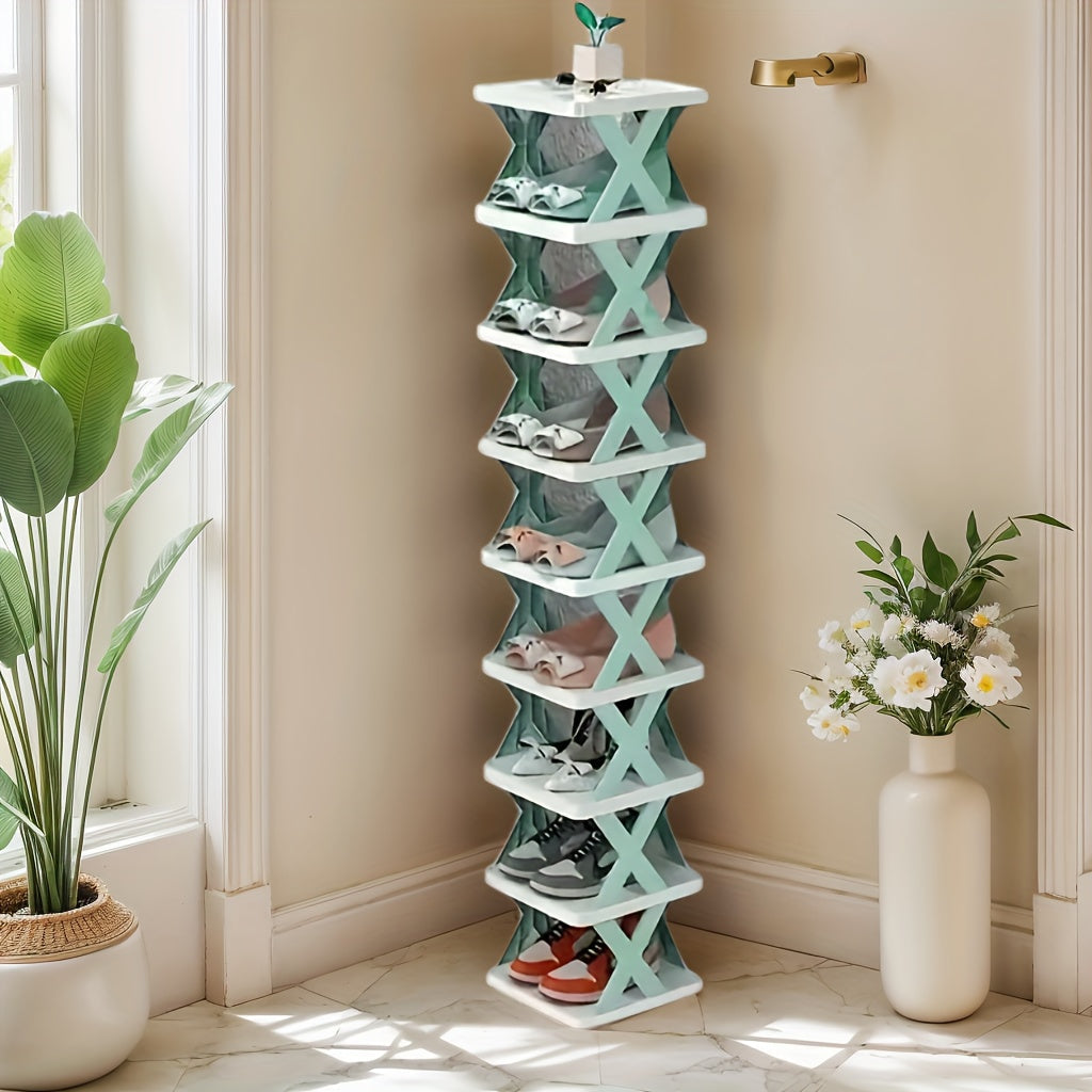 Joy va yotoqxonani tartibga solish uchun 9-qavatli plastik yig‘iladigan poyabzal javoni