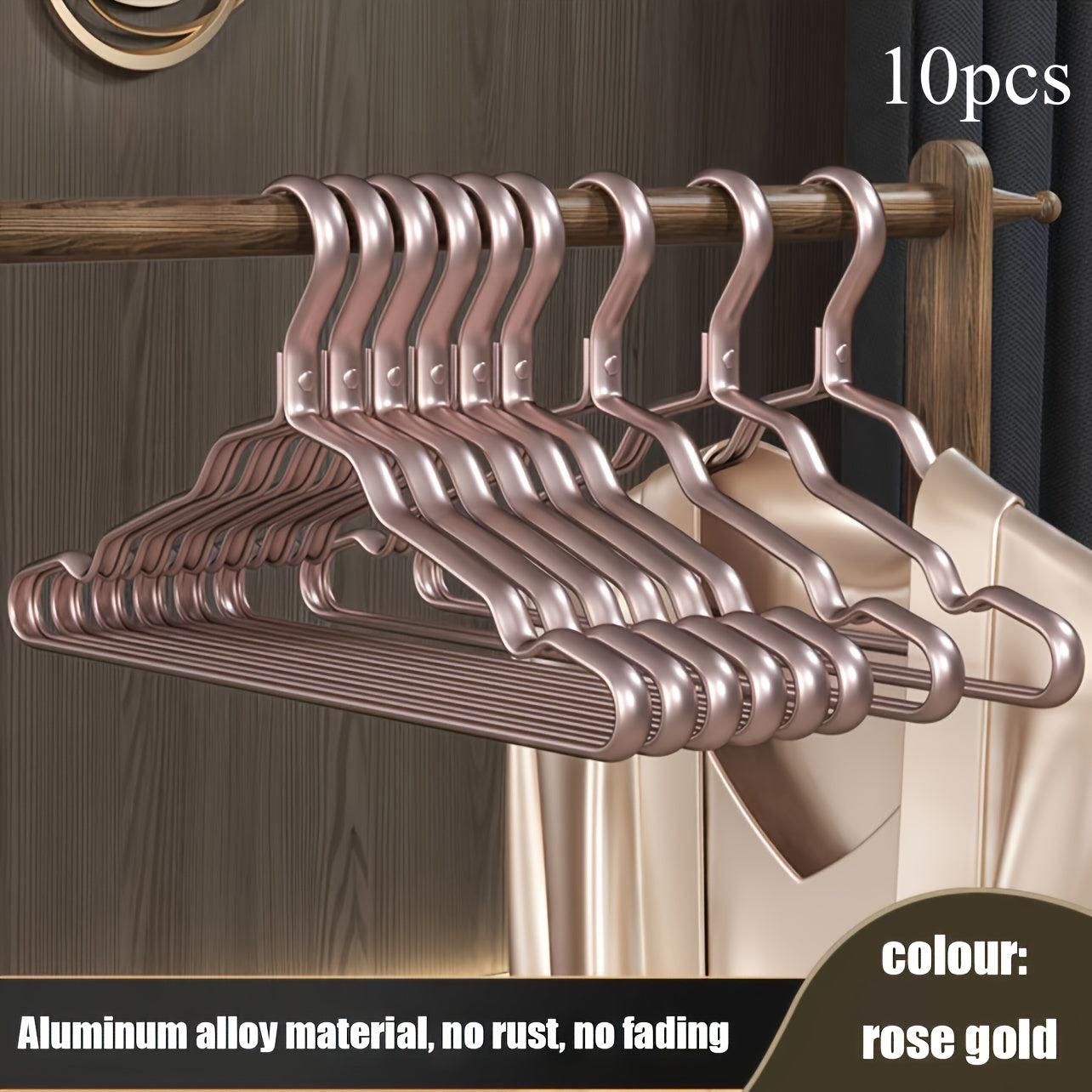 Pack of 10 Metal Hangers Non-Slip Seamless Coat and Clothing Organizer