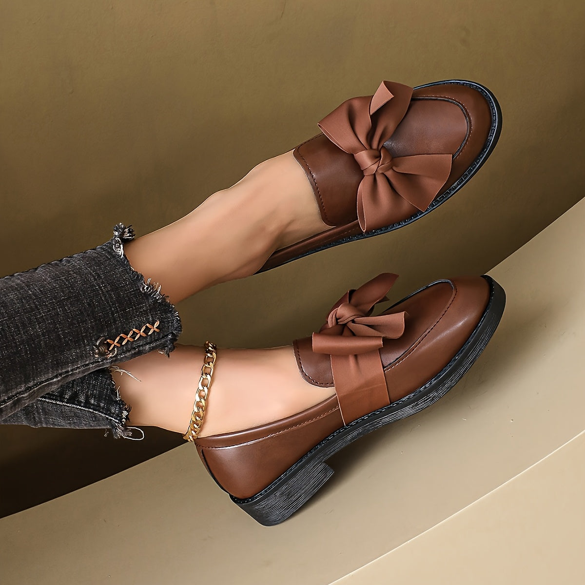 Women's Loafers Bowknot Slip-On Round Toe Flats Solid Color All-Season Comfort