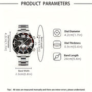 Men's Stainless Steel Watch Set with Calendar and Accessories
