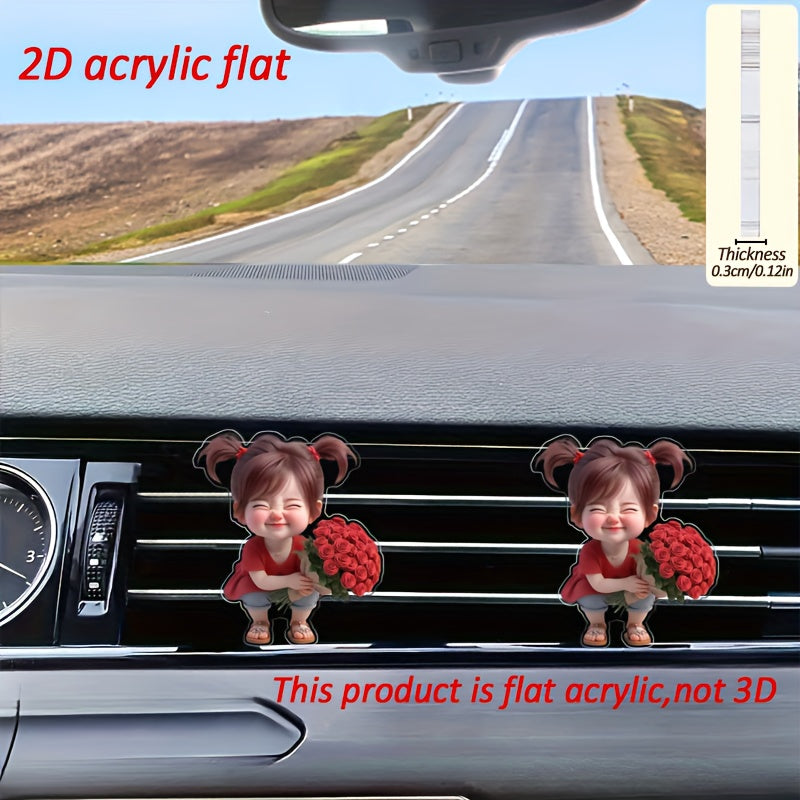 Cute Cartoon Car Air Vent Clip Acrylic Perfumed Fragrance Diffuser Pack