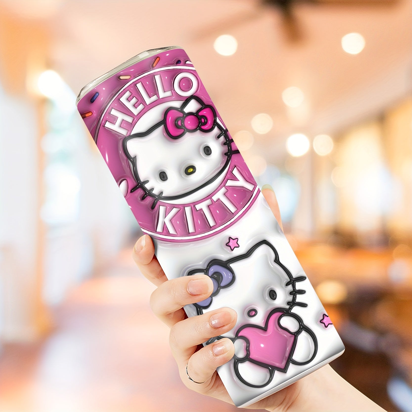 20 унцевая нержавеющая стальная бутылка для воды с милым дизайном Hello Kitty, подходящая для различных напитков.