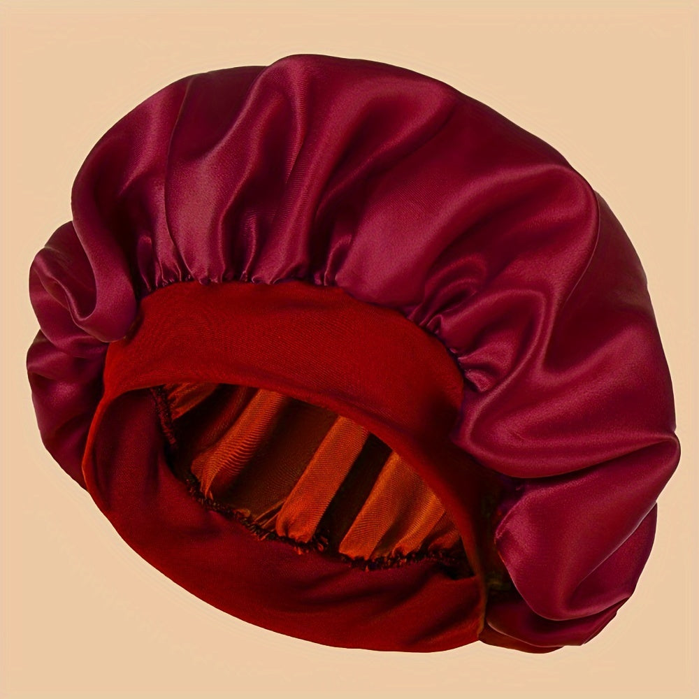 Women's Satin Sleep Cap with Wide Brim for Shower and Bed Use