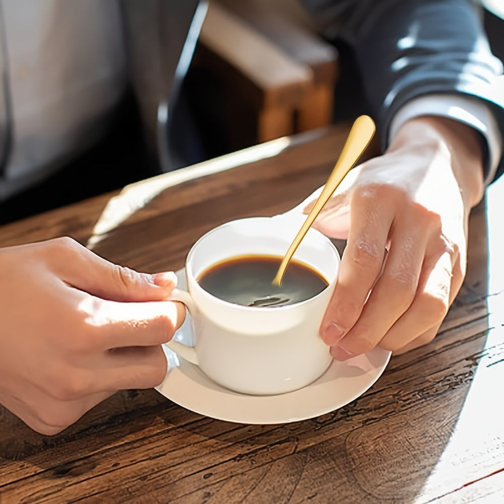Stainless Steel Long Handle Spoons Set of 4 for Coffee Desserts Home Restaurant