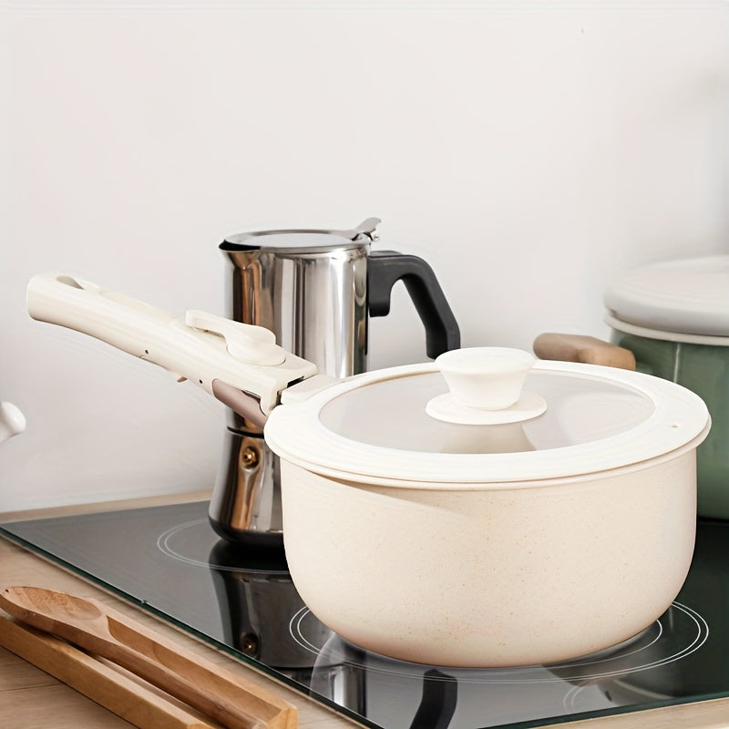 15 ta alyuminiy idish-to'plam, ajratiladigan tutqichlar bilan, uy oshxonasi uchun ideal; Qovurish panasi, sosli panasi va qovurish panasi kiradi.