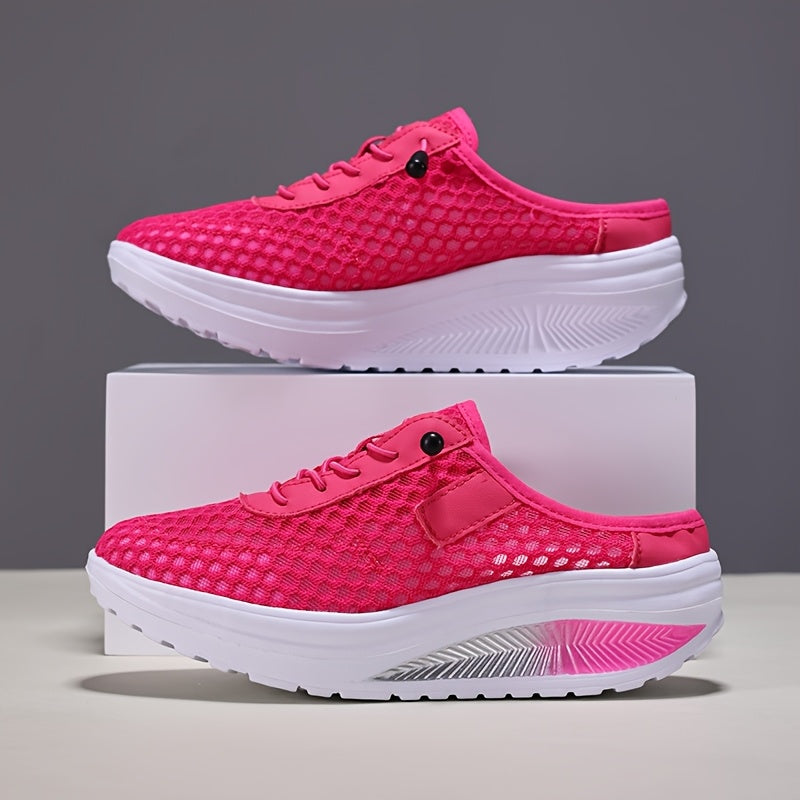 Женские дышащие кроссовки-слипоны из сетки, повседневные черные и красные летние низкие кеды