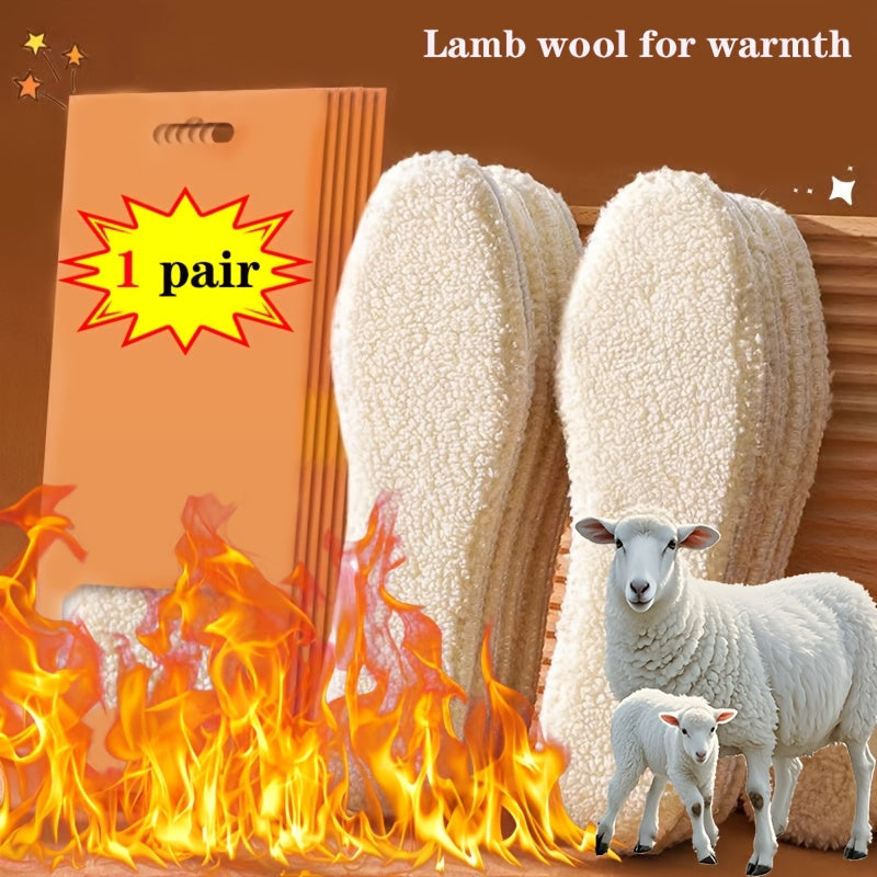 Unisex Warm Lamb Fleece Insoles Winter Cushioned Breathable