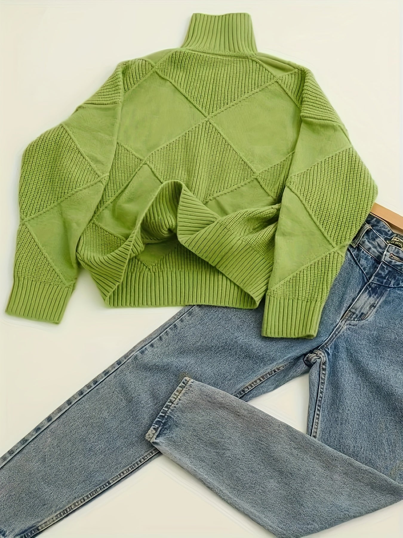 Women's Knit Pullover Sweater High Neck Casual Warm}