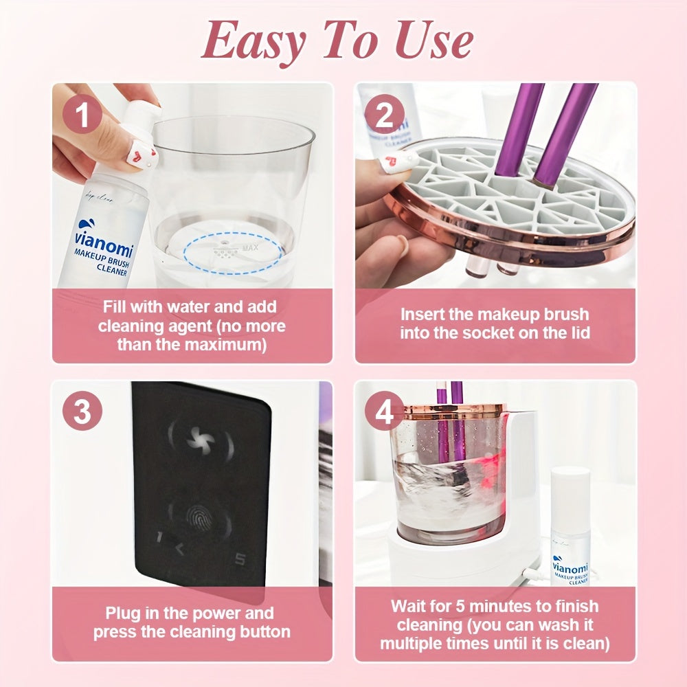 Electric Makeup Brush Cleaner Kit with UV Light Timer and Air-Dry Function