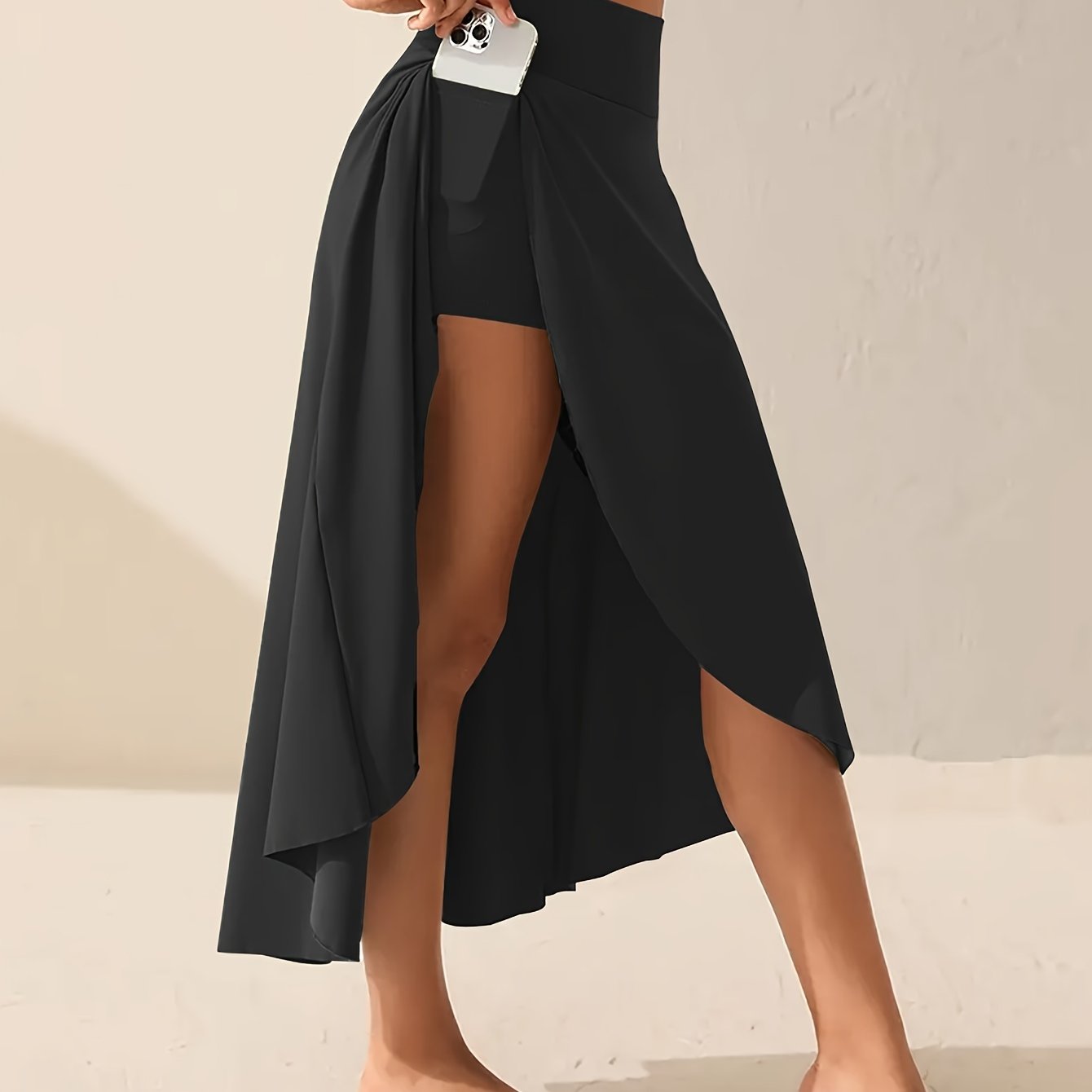 Women's Plus Size Asymmetrical Athletic Midi Skirt Casual Yoga Skirt With Pocket