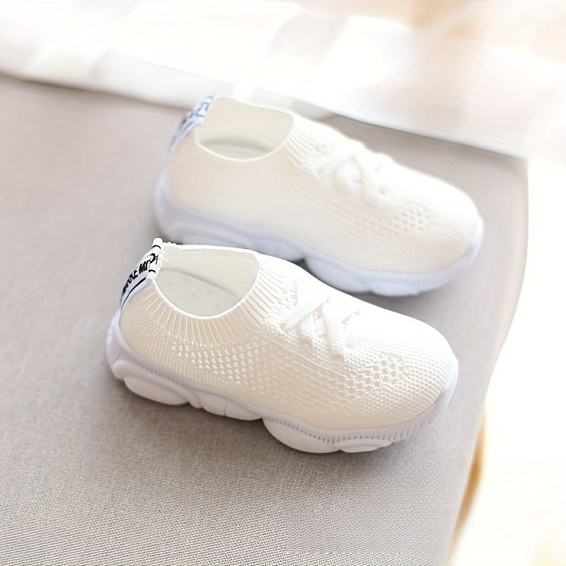 Kids Casual Sneakers Boys Girls Breathable Non-Slip Lace-Up Low Top Solid Color