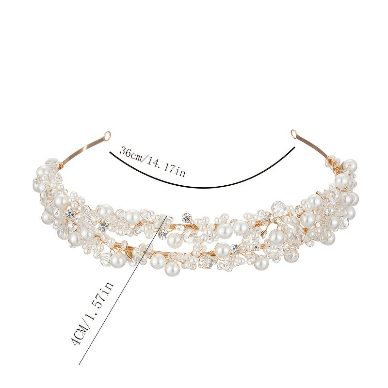 Silvery Rhinestone Bridal Tiara Wedding Headband with Crystal Accents and Alloy Design
