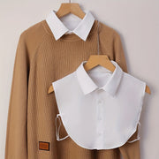 Women's Detachable Striped Collar Vest with Pointed Lapel and Anti-Slip Design in Polyester Knit