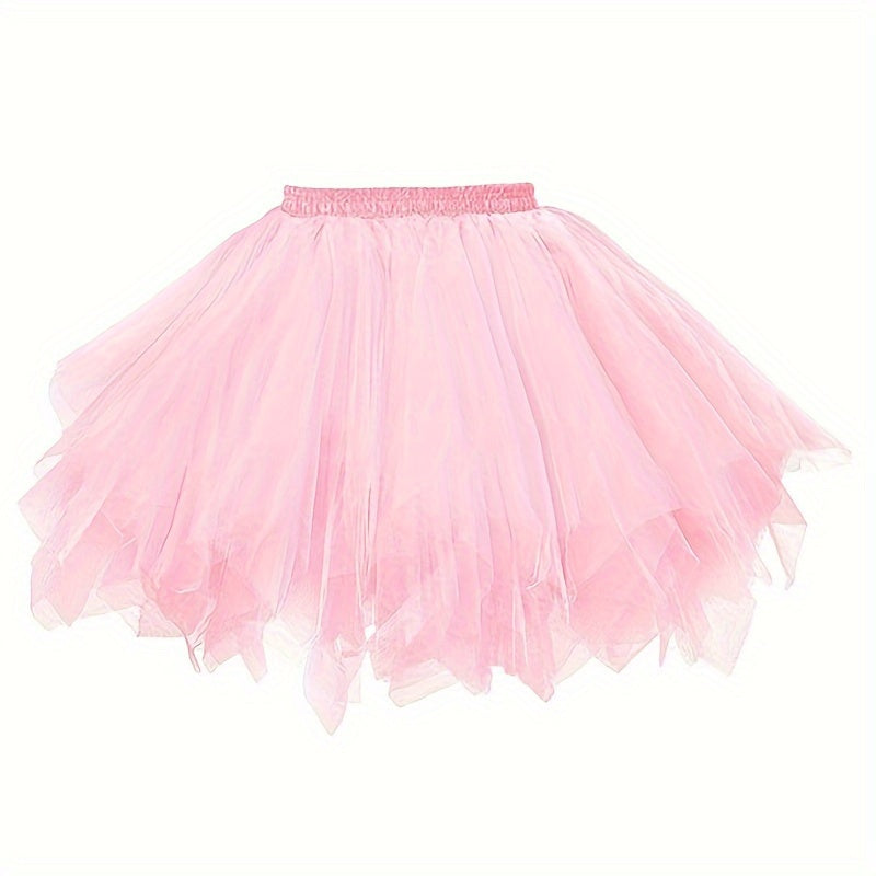 Falda de tul para niñas, para bodas y fiestas, cintura elástica, rosa, talla 3T