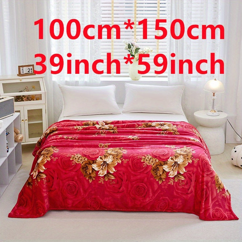 Floral Print Bed Blanket Soft Cozy Throw for Couch Sofa Bed Camping Travel
