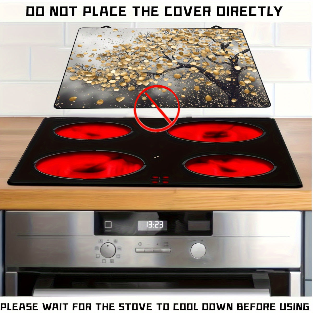 Large Natural Rubber Kitchen Appliance Mat for Electric Stove Top and Oven Protection 72x52cm