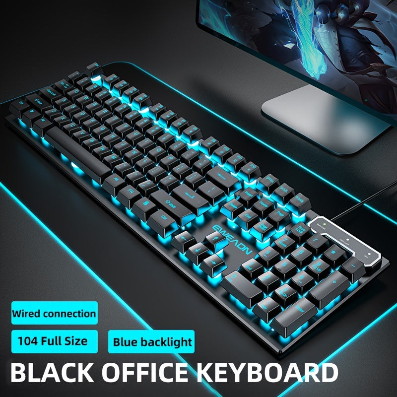 Oq EWEADN GX30Z simli o'yin klaviaturasi, LED kamalak yoritgichli, 104 tugma, mexanik his, raqamli tugmalar, o'yin va ofis uchun Windows noutbuk PC da.