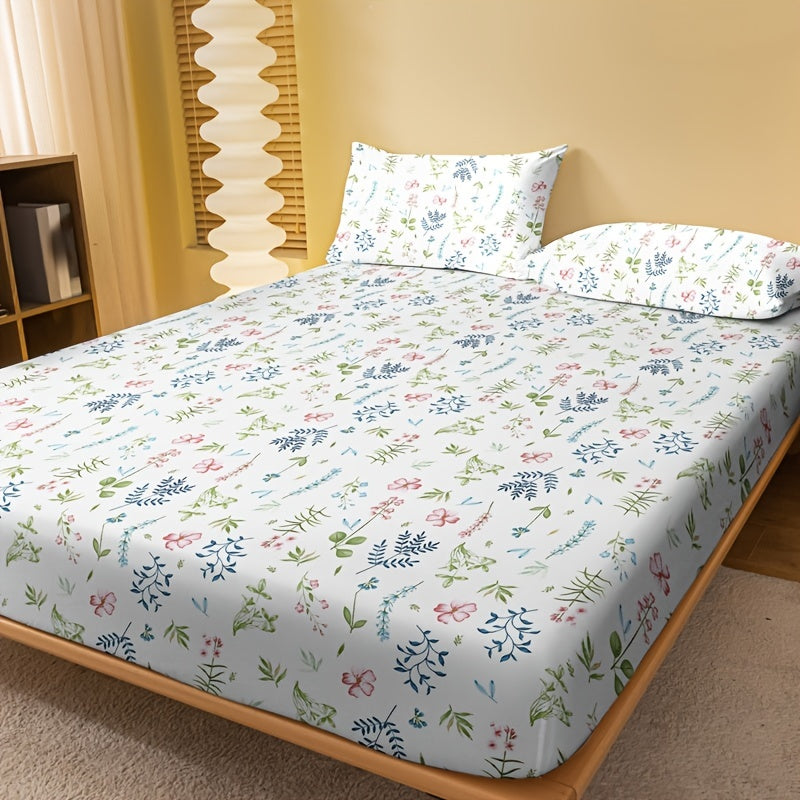 Ditsy Floral Fitted Sheet for Single Bed with Deep Pockets and Soft Fabric
