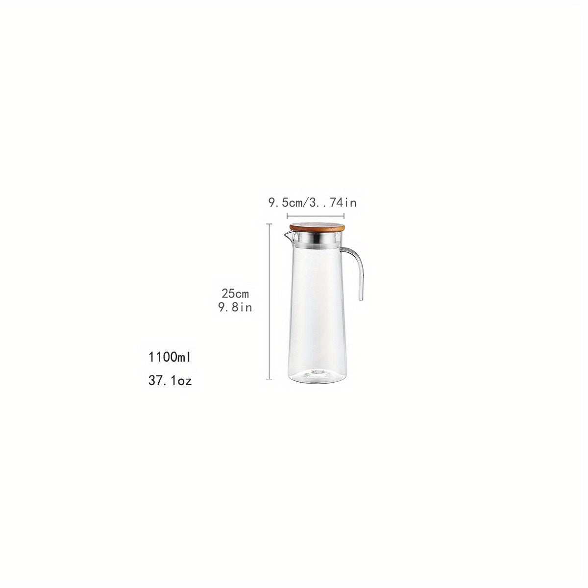 Water Pitcher with Lid 37.1oz/54.1oz Heavy Duty Stainless Steel or Wooden for Juice Tea