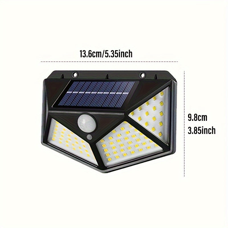 100 LED Solar Outdoor Lights with Motion Sensors Wall Mount Garden Fence Deck Garage