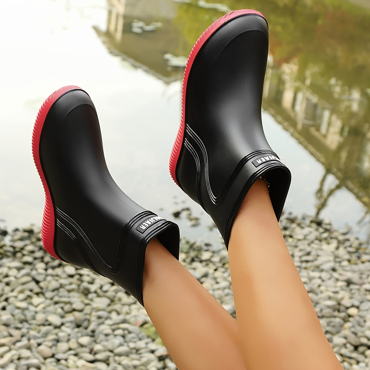 Women's Rain Boots Non-Slip PVC Slip-On Waterproof Gardening Shoes