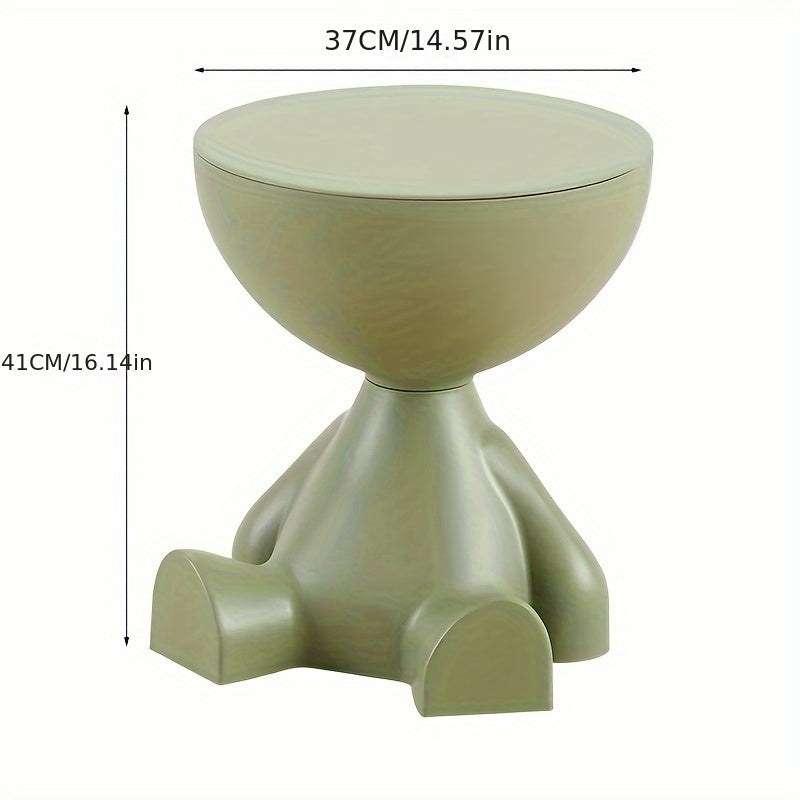 Olive Green European Style Plush Side Table Small Indoor Head End Table with Storage