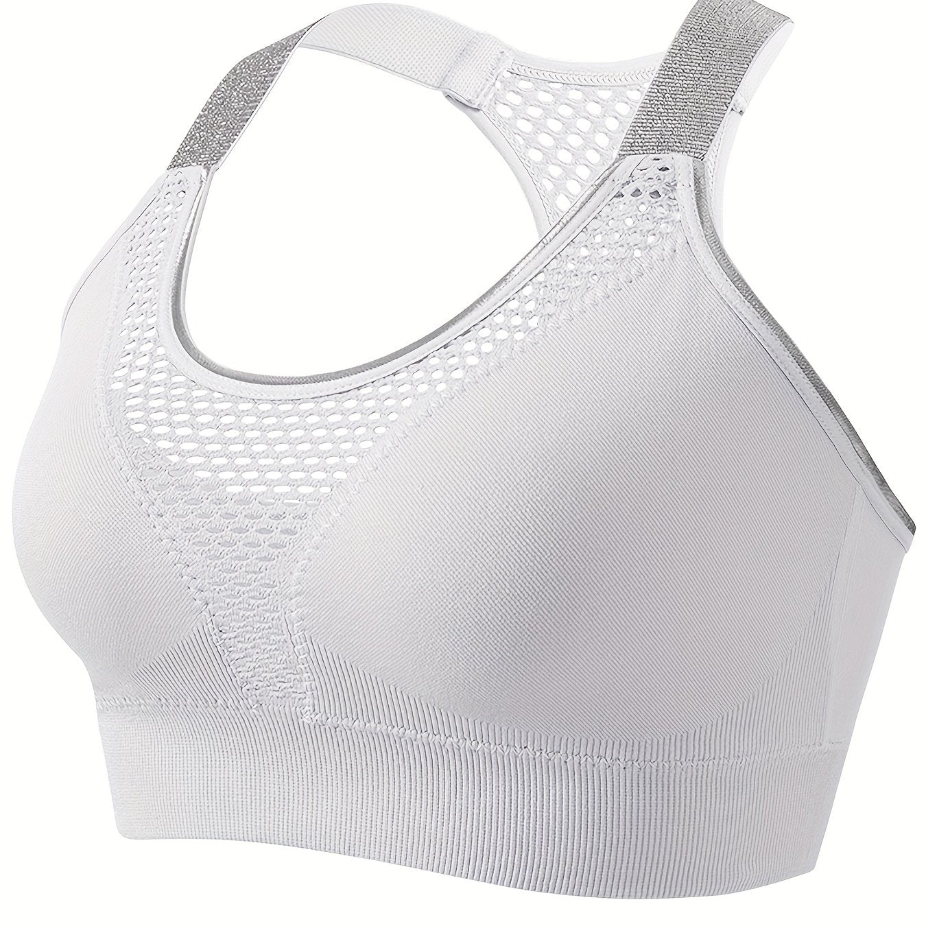 Women's Plus Size Sports Bra Breathable Nylon Yoga Running Gray Beige