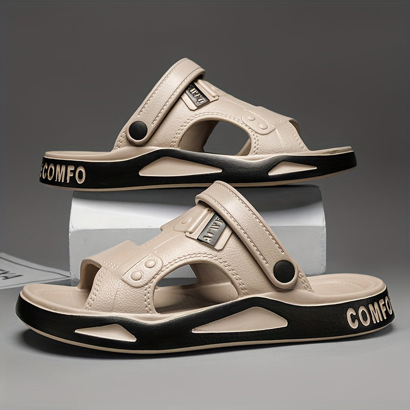 Men's Summer EVA Slides with Geometric Pattern Non-Slip Sole