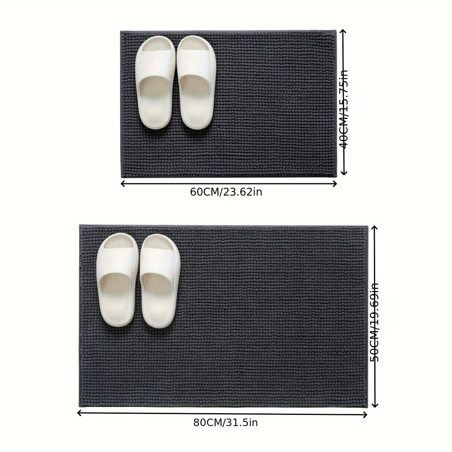 Luxurious Chenille Bath Mat 2cm Thick Non-Slip Absorbent Quick-Dry