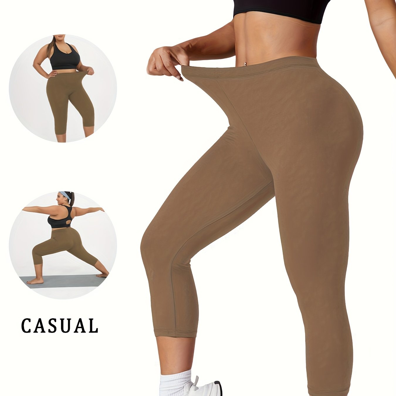 Plus Size Women's Soft Capri Pants for Workout and Yoga Athletic Leggings
