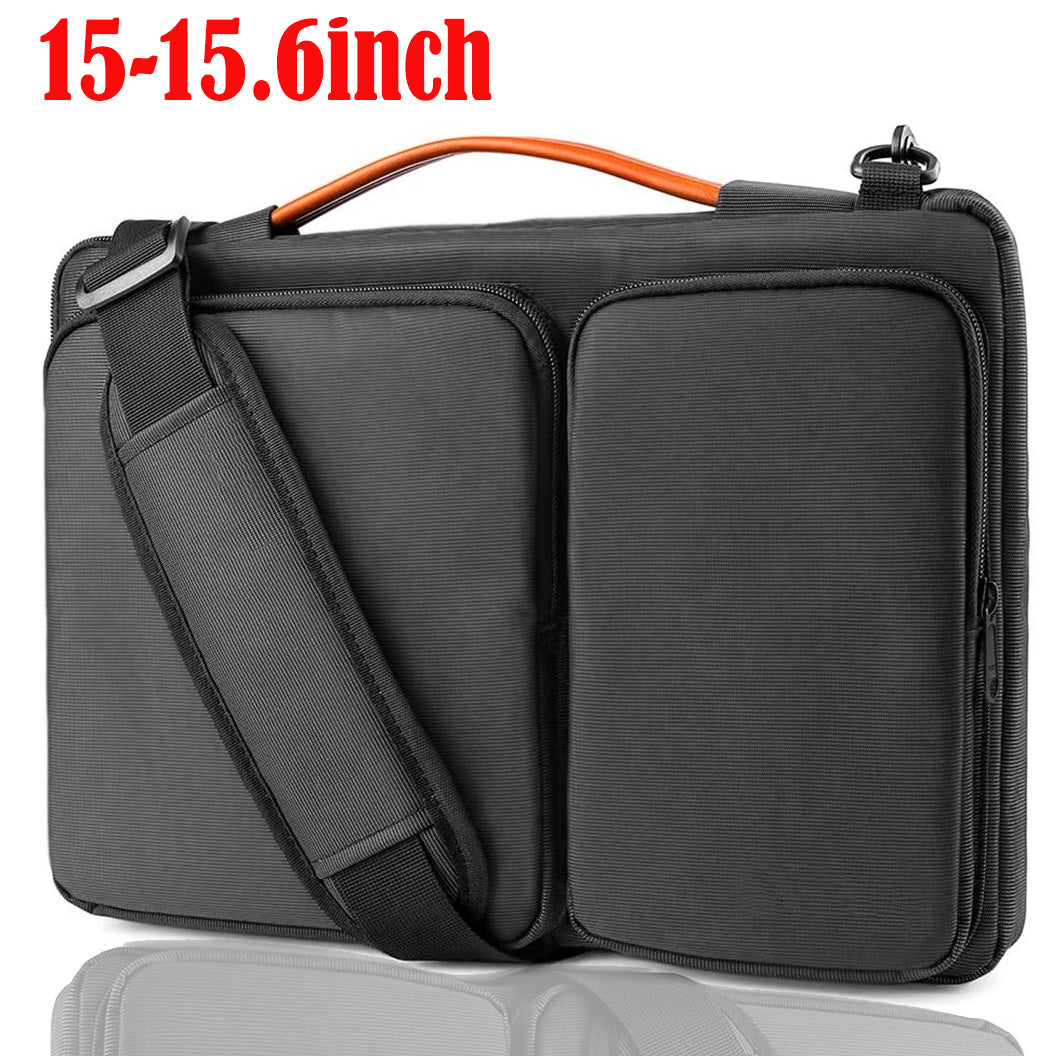Waterproof Laptop Shoulder Bag 33-39cm with Handle and Adjustable Strap Black
