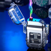 Encendedor recargable de arco de pulso de plasma unisex con linterna y diseño a prueba de viento