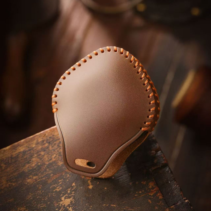 Car Remote Key Fob Cover Leather Case with Keyring for Car Protection