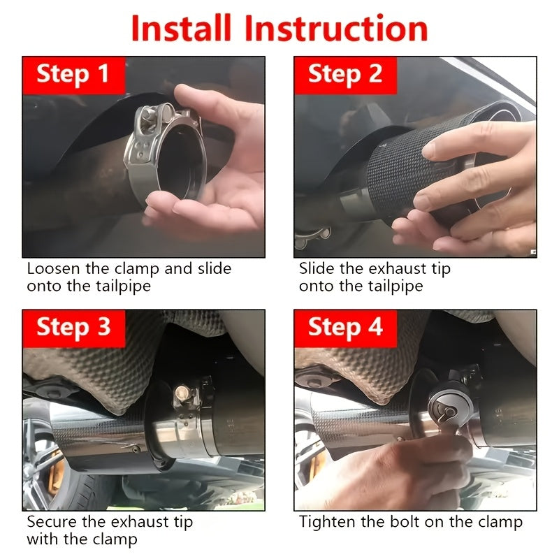 Carbon Fiber Pattern Car Exhaust Pipe Glossy Tail Tip Replacement