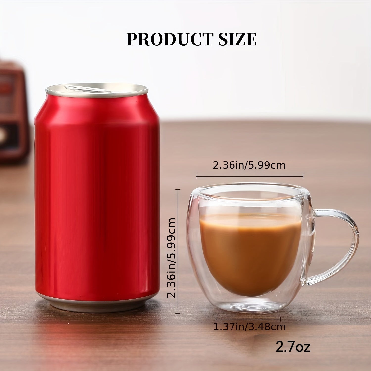 Juego de 6 tazas de café de vidrio de doble pared resistentes al calor para espresso y bebidas calientes