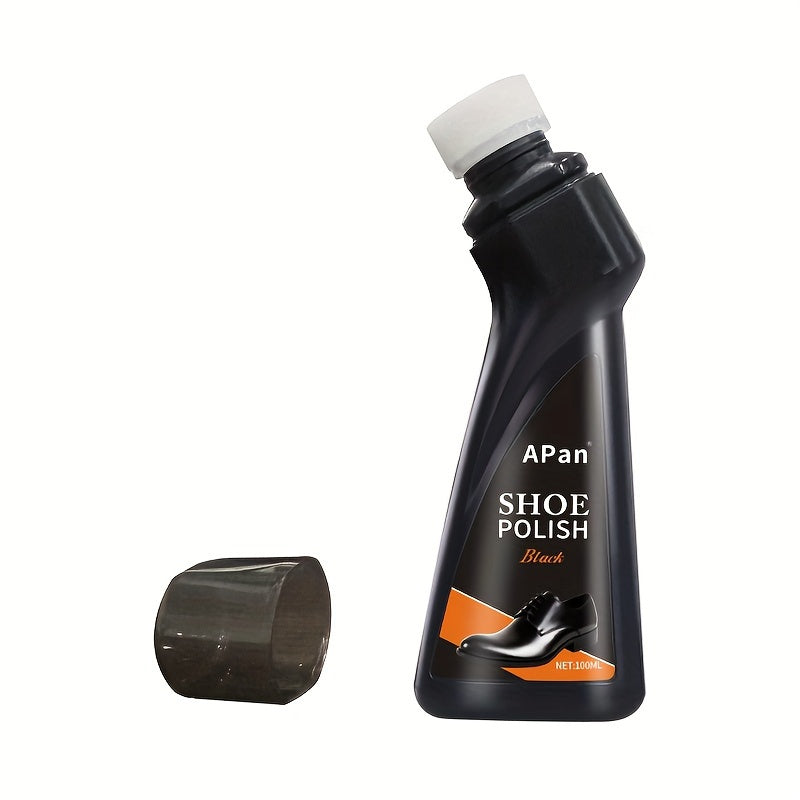 Faux Leather Shoe Polish Liquid with Brush Applicator for Glossy Shoes