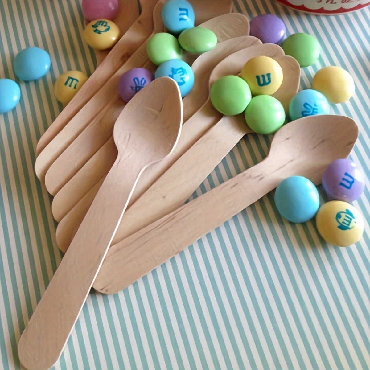 100 Eco-Friendly Disposable Birch Spoons for Cake Ice Cream Dessert