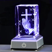 3D Crystal Cross Night Light LED Decorative Gift for Christian Friends 3.15x1.97x1.97in