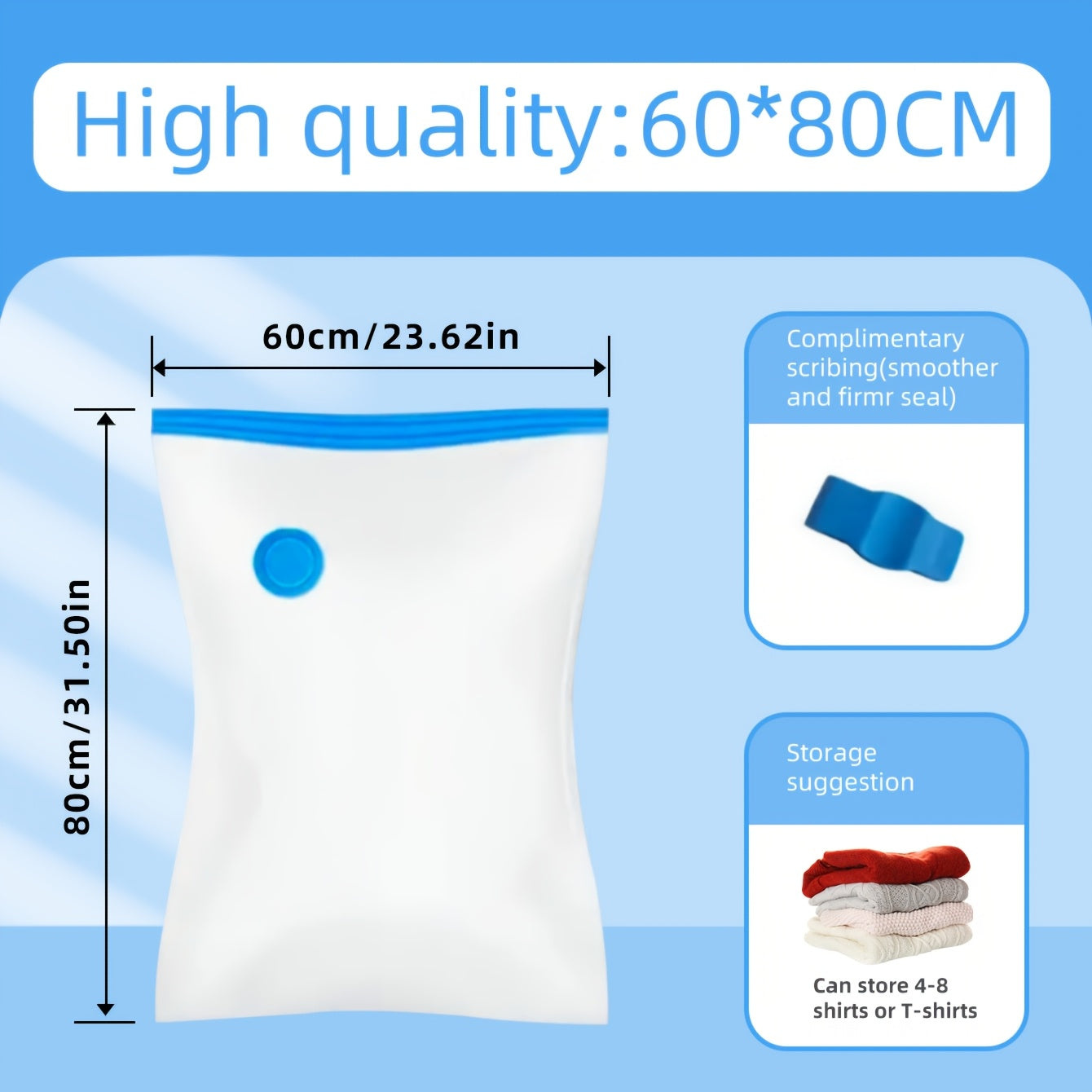 5 ta vakuum siqish saqlash sumkasi to'plami, qo'l pompasi bilan kiyimlar, yostiq va sayohat uchun