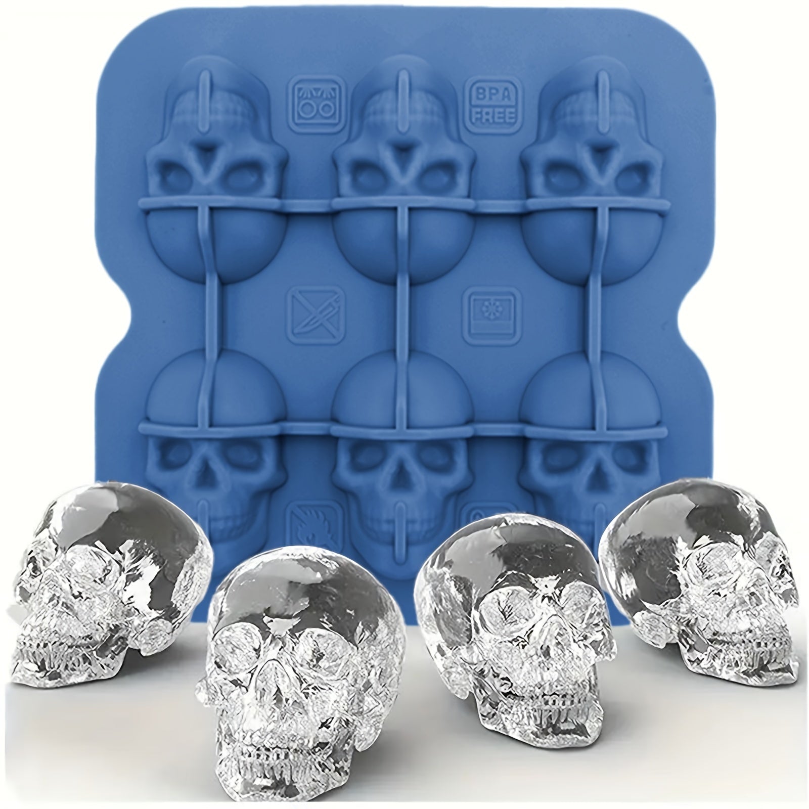 Skull Shaped Silicone Ice Cube Tray for Whiskey Cocktails Chocolate Jello