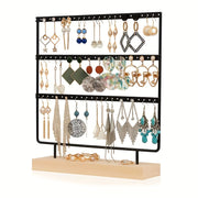 Metal and Wood 3-Tier Jewelry Organizer with Large Storage Capacity