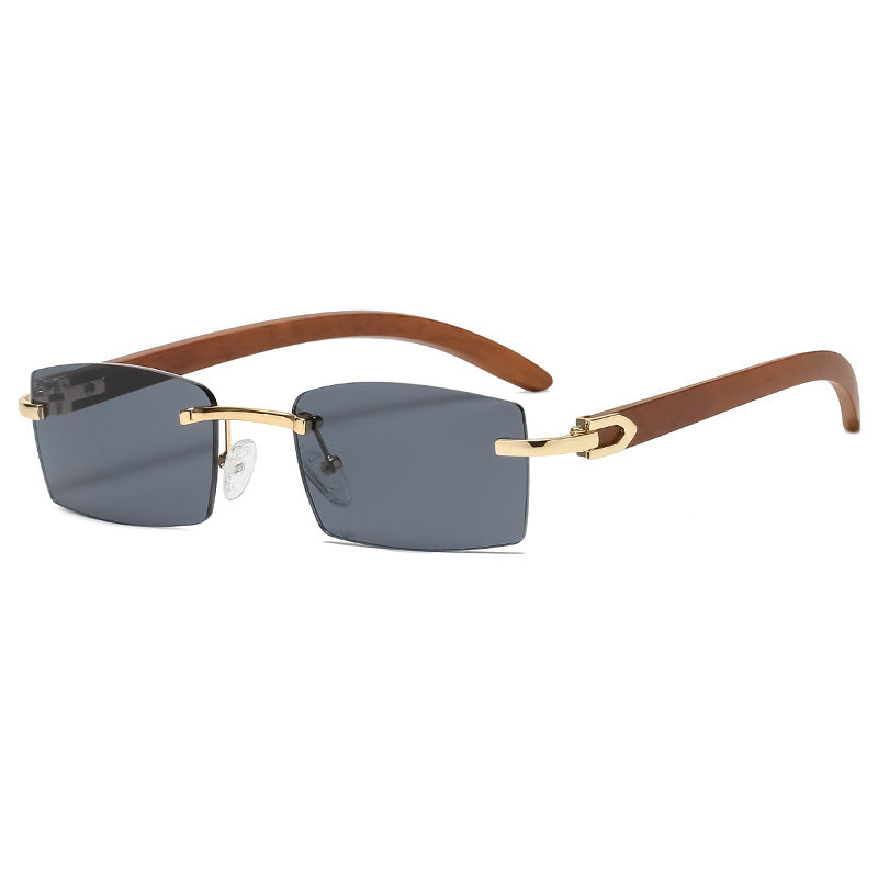 Gafas de sol rectangulares sin montura para hombre 2023, estilo retro, marco pequeño, gafas sin montura